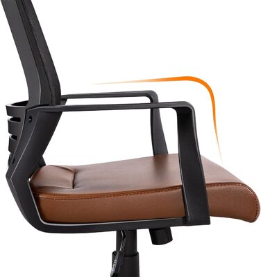 Офісний стілець Yaheetech, ергономічний стілець, штучна шкіра, поворотний стілець з підголовником, висока спинка, сітка, макс. 50 символів