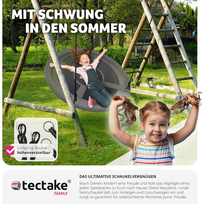 Шоукель Tectake® Nestschaukel: зручний та міцний гамак-шоукель для дітей та дорослих. Максимальне навантаження до 300 кг. Підходить для саду, дитячої кімнати. Діаметр 120 см та 100 см.