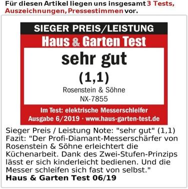 Електричний професійний точило для ножів Rosenstein & Söhne з алмазним диском, грубе та тонке точіння, 60 Вт