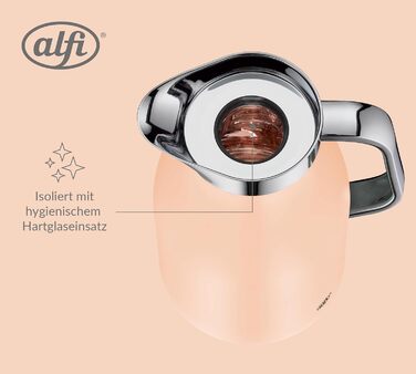 Термос Alfi SKYLINE 1.0л, пастельний колір, нержавіюча сталь, з термоізоляцією, гігієнічний вкладиш з термостійкого скла, поворотний замок з кнопкою, ергономічна ручка, для кави та чаю, BPA-free (1000 мл, Pastel Apricot Mat)
