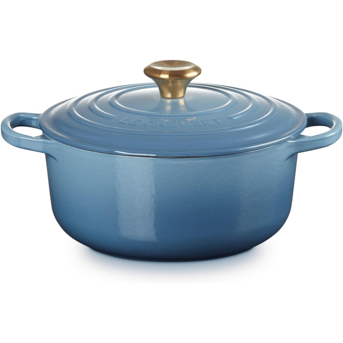 Le Creuset Signature Казанок з чавуну з кришкою, Ø 20 см, 2,4 л, Chambray, для всіх типів плит, включаючи індукцію