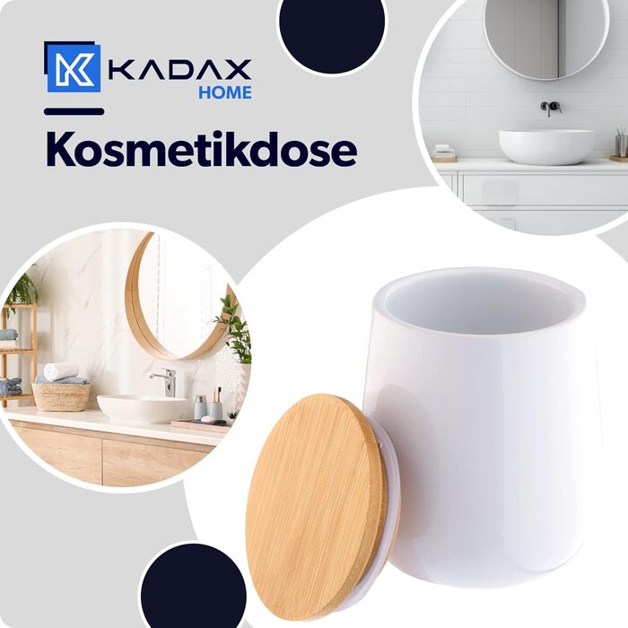 Керамічна коробка KADAX, тримач для ватних дисків, коробка для зберігання (біла)