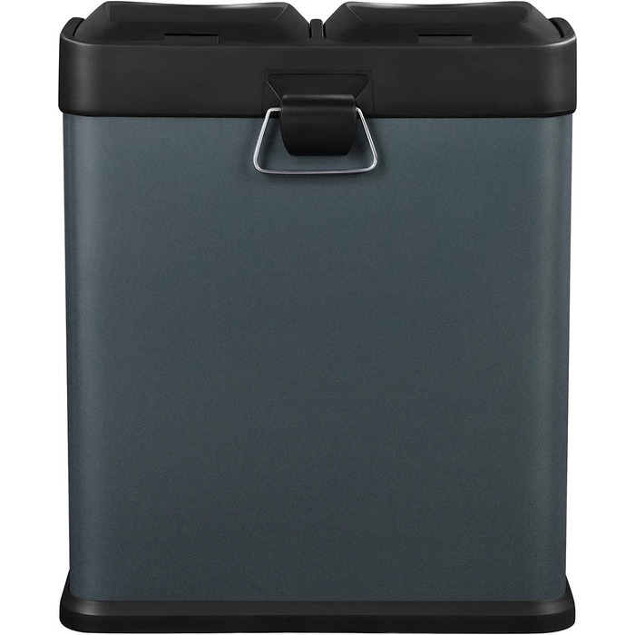Відро для сміття SONGMIC об'ємом 30 літрів, роздільник сміття, 2 на 15 літрів, відро для сміття, педальне відро з внутрішніми відрами, кольорові педалі, система поділу сміття для кухні, димчасто-чорний LTB30G димчасто-сірий чорний