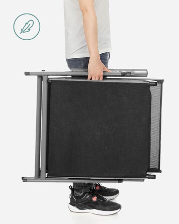 Лежак SONGMICS GCB24BK з товстою матрацом 6 см, алюмінієвий, неслизький, дихаючий, регульований, вантажопідйомність 150 кг, чорний