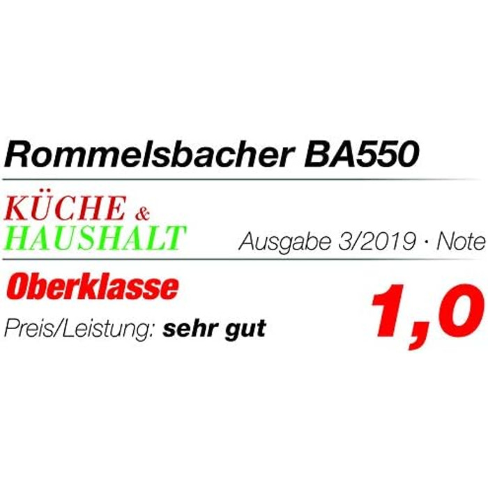 Хлібопічка ROMMELSBACHER BA 550 - 13 програм, автоматичний відсік для інгредієнтів, 2 розміри хліба (700 г / 900 г), регульований ступінь підрум'янювання в 3 етапи, також для безглютенового хліба, нержавіюча сталь/чорний