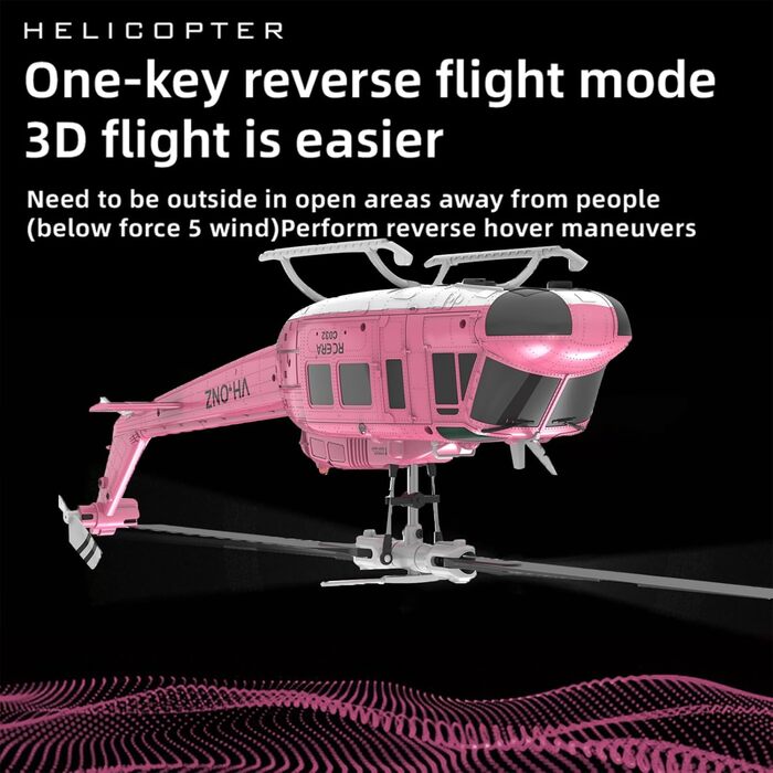 RC Гелікоптер ERA C032 UH-1 Huey, 1/48, 2.4G 6CH, Стабілізатор, Утримання висоти, Рожевий