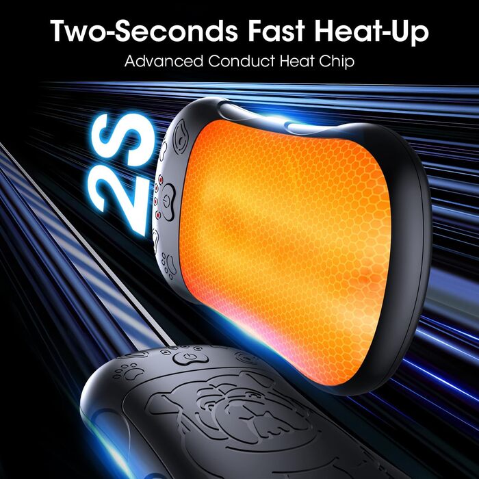 Електричні грілки для рук, 2 шт. 6000mAh, акумуляторні, багаторазові, для спорту, полювання, кемпінгу, теплий подарунок для жінок, чоловіків, дітей (чорний)