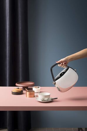 Електричний чайник з фільтром проти накипу, сучасний та елегантний дизайн, благородний корпус 18/10, об'єм 1.20 л, 2.400 Вт, ідеально підходить для чаю та чаю (хром)