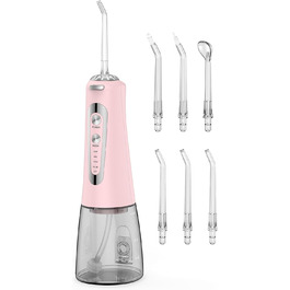 Електрична ірigator для порожнини рота Munddusche з 5 режимами, 300 мл, 6 насадок, рожевий