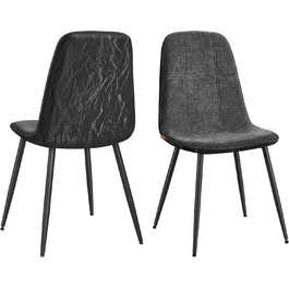 Набір з 2-х обідніх стільців VASAGLE, сірий, з м'яким сидінням, металеві ніжки, регульовані, з тканини Chenille, PU з малюнком, легкий у догляді