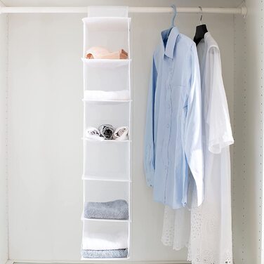 Підвісна шафа-органайзер YINGGG складна підвісна полиця для зберігання речей шафа для одягу з 6 відділеннями для текстилю підвісна тканинна шафа для одягу з светра, 20 см (білий, 20 см)