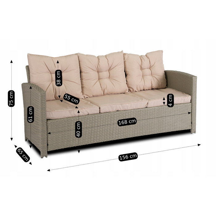 Комплект садових меблів із техноротанга MEBEL ELITE, бежевий, 6 предметів