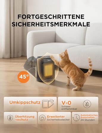 Електричний обігрівач Midea Nty15-19Cae: керамічний, портативний, 1500 Вт, з термостатом, білий та чорний