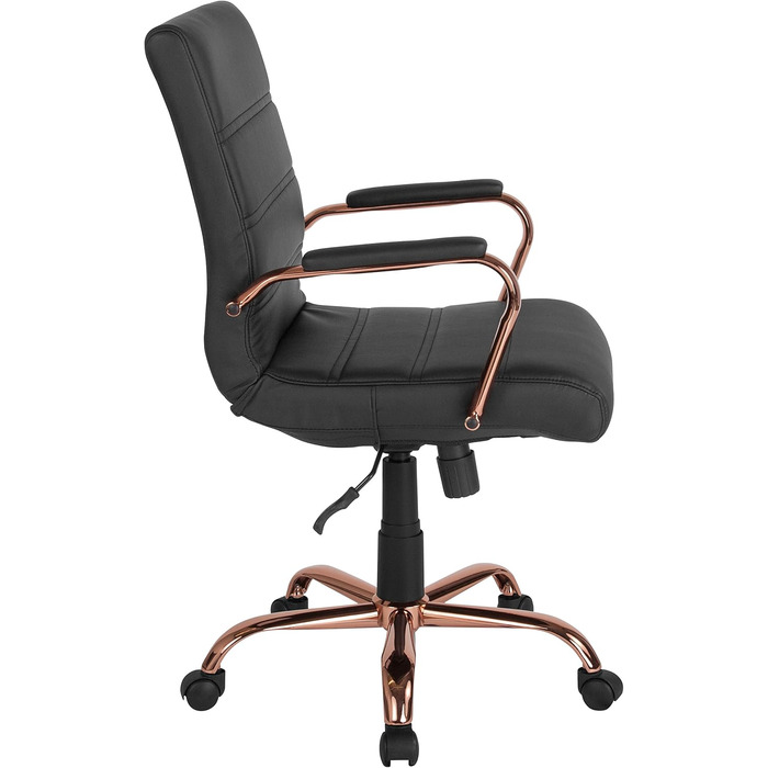Крісло шеф Flash Furniture, обшите білою шкірою, з червонозолотим каркасом, 61 x 58,5 x 103,5 см