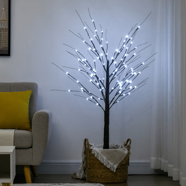 Штучна беріза HOMCOM з LED-підсвіткою, 96 теплих білих мікро-світлодіодів, 150 см, коричневого кольору