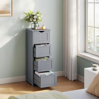 Шафка для ванної кімнати WOLTU, вузька, з 3 висувними ящиками, 32 x 30 x 81 см, для ванної, вітальні, спальні, кухні, сучасний дизайн, білий колір, BZS123ws