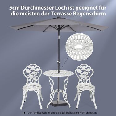 COSTWAY Bistroset: Набір садово-патіо меблів з алюмінію та чавуну (стіл + 2 стільці), білий (Blume)