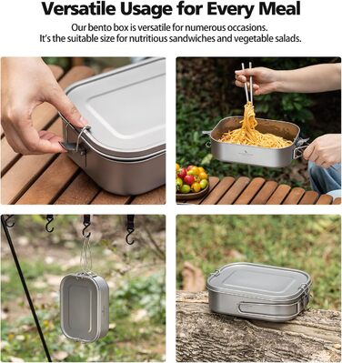 Ланчбокс iBasingo Titan 800мл з кришкою та ручкою, герметичний бенто-контейнер для кемпінгу, відпочинку та офісу. Безпечний для їжі посуд для подорожей, миється в посудомийній машині, Ti2081C