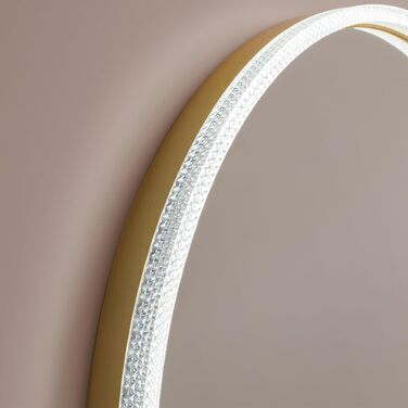 Дзеркало для ванної кімнати EMKE з підсвічуванням, 80 см, 3 кольори світла, регулювання яскравості, антизапар, сенсорне управління, функція пам'яті, енергозбереження, кругле, золотий фрейм (60x60 см)