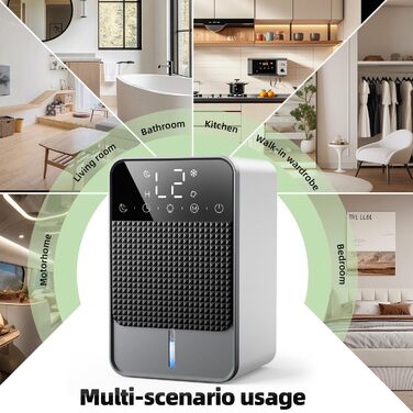 Електричний осушувач повітря 1800 мл з автоматичним відтаненням, таймером та LED-дисплеєм. Підходить для спальні, ванної кімнати та шафи. Продуктивність: 550 мл/24 год.