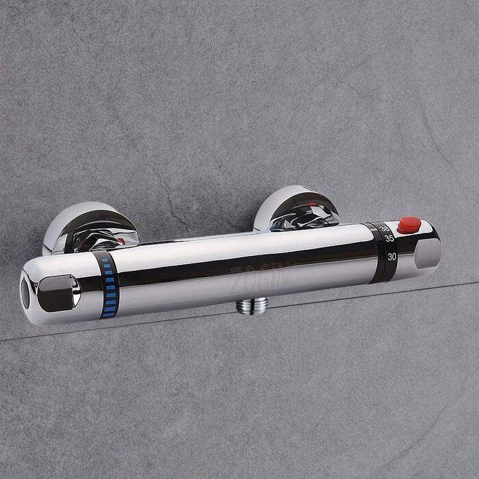 Змішувач для ванни з термостатом Uten, ванний термостат з 38°C захистом, 2 виходи для води, латунь (срібло)