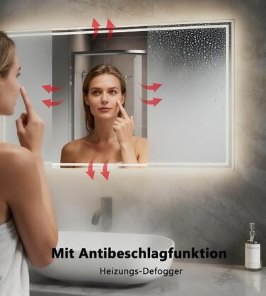 Дзеркало для ванної кімнати зі підсвічуванням SVNR, 70x50 см, LED, кутовий, з 4 мм дзеркалом без міді, dual-touch, регулювання кольору 3000K-6400K, антизапар, smart дзеркало