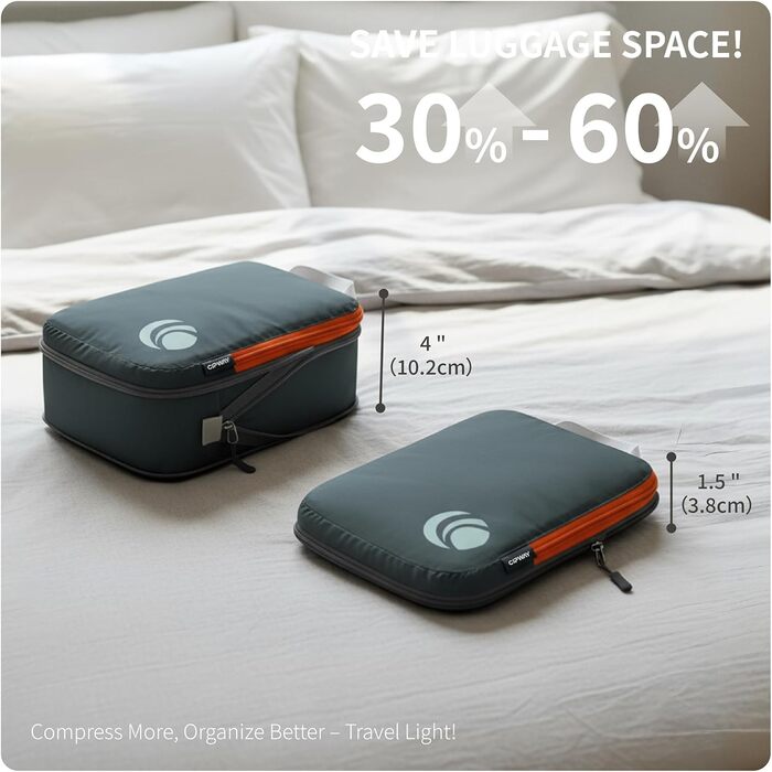 Набір компресійних органайзерів для одягу Cipway для подорожей, вакуумні пакувальні куби для валізи та рюкзака, сірий, 5 шт.