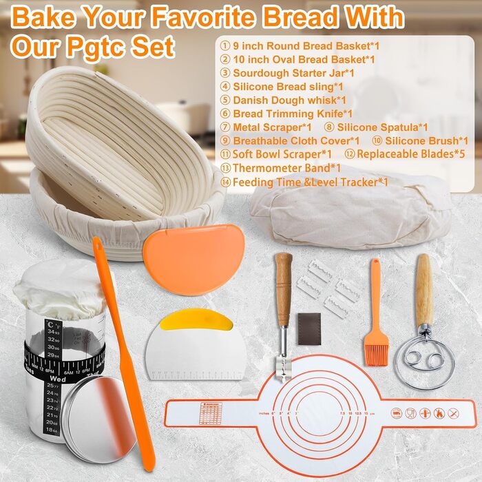 Набір для випікання хліба з закваскою: форма для хліба, силіконовий скребок, скляний контейнер для закваски