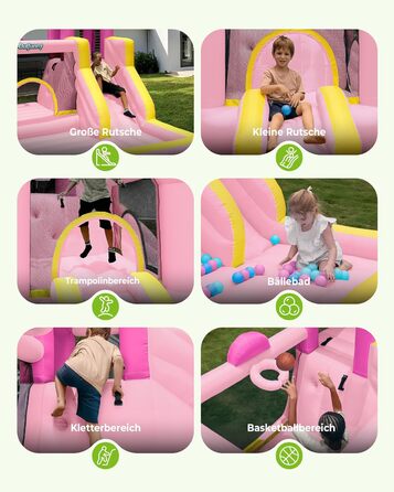 Надувний замок для дітей великого розміру з гіркою (рожевий)