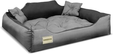 Ліжко для собак KingDog з подушками 115x95 см сіро-чорне