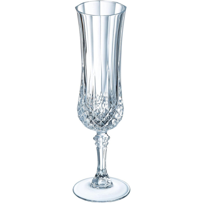 Келихи для коньяку Cristal d'Arques Paris Longchamp, 140 мл, 6 шт., з Kwarx, посилена упаковка, блиск, прозорість, висока міцність, прозорі келихи (шампанські флейти, 14 cl)
