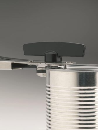 Відкривач для консервних банок GEFU Cando з безпечним ріжучим диском | З повторно надійним кришкою | Нержавіюча сталь та пластикова ручка | Для всіх банок