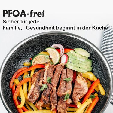 Набір сковорідок 3 шт. 20, 24, 28 см, антипригарне покриття, нержавіюча сталь, для всіх типів плит, індукційні, безпечні, сумісні з духовкою та посудомийною машиною