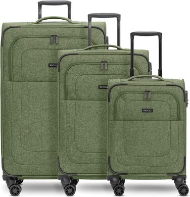 М'який кейс REDOLZ MEDIUM 67 см, 4 колеса, TSA, Expandable, Olive (Essentials 12, 3 шт. Встановлений)