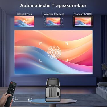 Beamer 4K HY260pro: Міні проєктор для дому та вулиці з WiFi 6, Bluetooth 5.4, Android TV, 180° обертання, 18000 люмен, 5W динамік