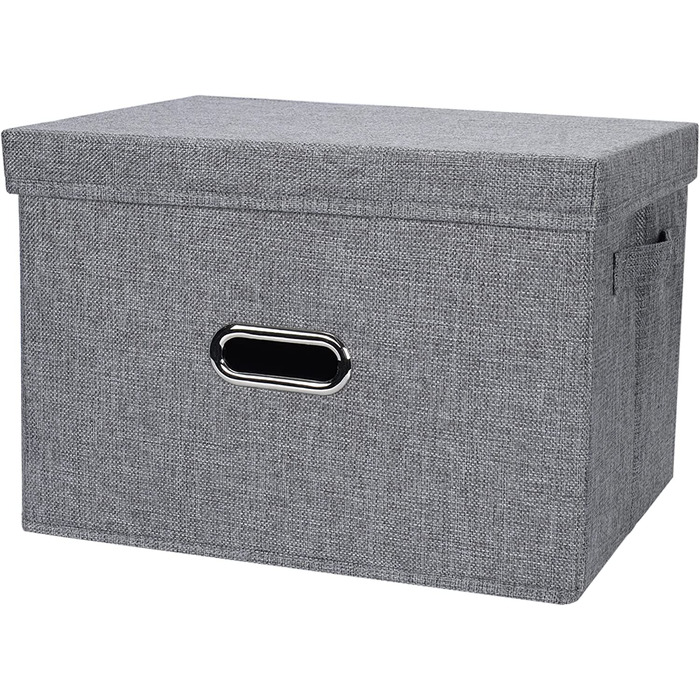Ящик для зберігання тканинний ящик для зберігання коробка для зберігання аксесуарів для спальні органайзер Ящик для зберігання з кришкою, (Сірий 2, L)