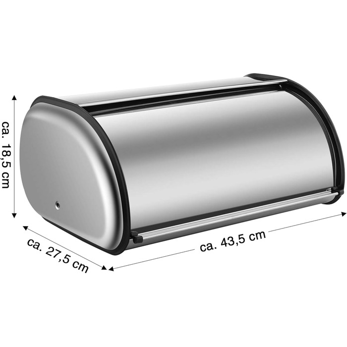 Хлібниця з нержавіючої сталі Ribelli, кришка для рулонів, 43,5x27,5x18,5 см, для хліба, булочок, печива