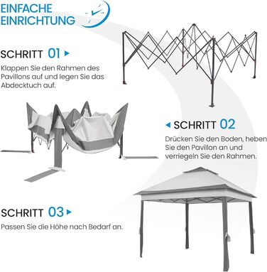 Павільйон Yaheetech 3.3x3.3м, водовідштовхуючий, з москітною сіткою, регульована висота, для саду та відпочинку