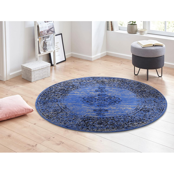 Килим Hanse Home Gloria Orient Rug Round різнокольоровий вінтаж для вітальні, передпокою, їдальні (джинси, 160см)