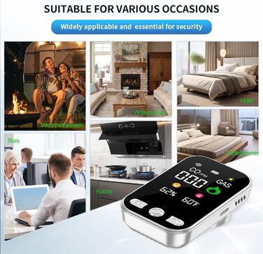 Газовий та CO-детексор 4-в-1 з розеткою для дому, HD12 Білий. Виявлення CO, газу (природний газ, LPG, метан, пропан, бутан)