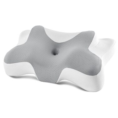 Подушка для шиї Donama з піною з пам'яті, подушка для сну на спині, боці та животі (сіра, 66×37×13 см)
