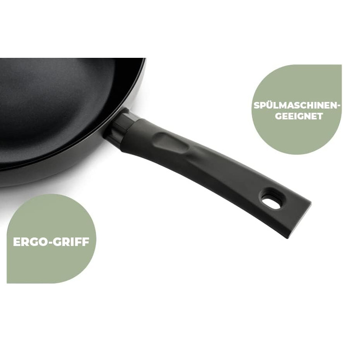Сковорода ISENVI-Avon 28 см, з керамічним покриттям і ергономічними ручками-підходить для всіх типів плит, включаючи духовку. Індукція.