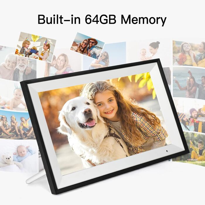 Цифровий фоторамка 10.1 дюйма, WiFi, 32GB, IPS сенсорний екран, HD 1280x800, автоматичне обертання, підтримка фото та відео, чорний