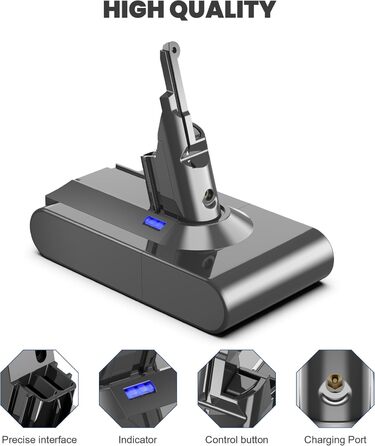 Акумулятор V8 6000 мАг Змінна батарея для Dyson V8 Літій-іонний акумулятор 21,6 В (2 фільтри) 6,0 Ач