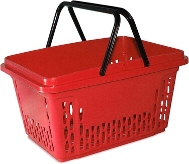 Пластикові кошики для покупок з 2 вішалками 40-літрові поліпропіленові барвисті колірні рішення (5, червоний)