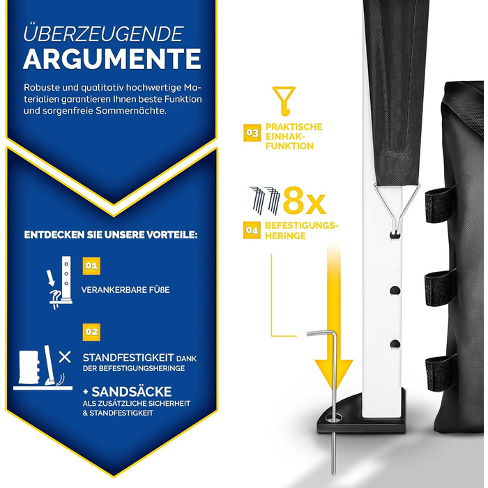 Павільйон Tillvex водовідштовхувальний з 4-ма мішками з піском | Pop-Up павільйон, стабільний та регульований по висоті | Садовий намет з UV захистом 50+ | Павільйон для вечірок з сумкою для саду (антрацит) (3x3м з 4 боковинами, 3 x 3 м, чорний, з 4 стінк