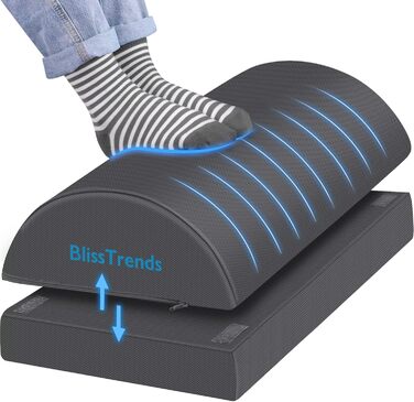 Підставка для ніг BlissTrends під стіл для роботи, універсальний пуф для ніг з пральним чохлом, зручна підставка для ніг з 2 регульованими рівнями висоти для автомобіля, дому та офісу, для спини (Сірий, XXL)