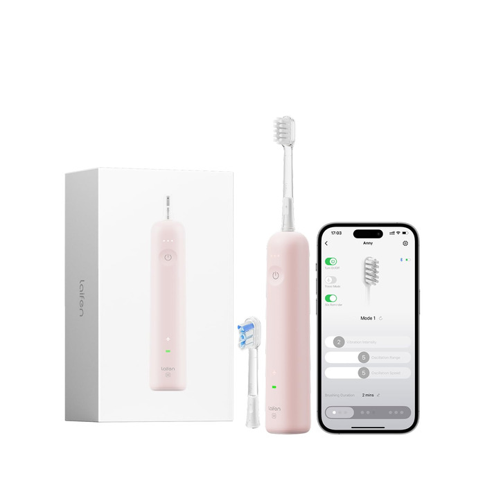 Електрична зубна щітка Laifen Wave Spezial з осциляцією та вібрацією, для дорослих, з додатком, 2 насадки (зелена)