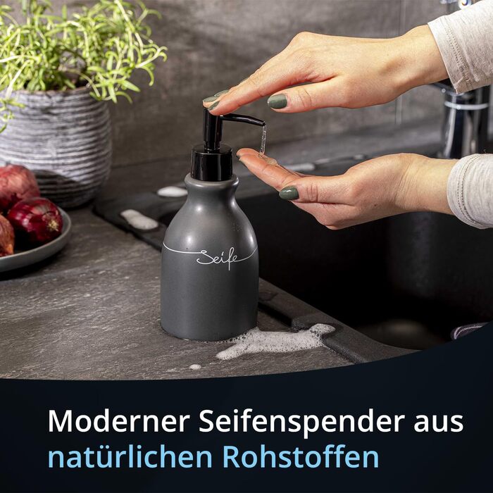 Контейнер для зберігання KHG, кераміка, сірий антрацит з дерев'яним кришкою, 4 кг, круглий, з маркуванням, набір, висота 28 см