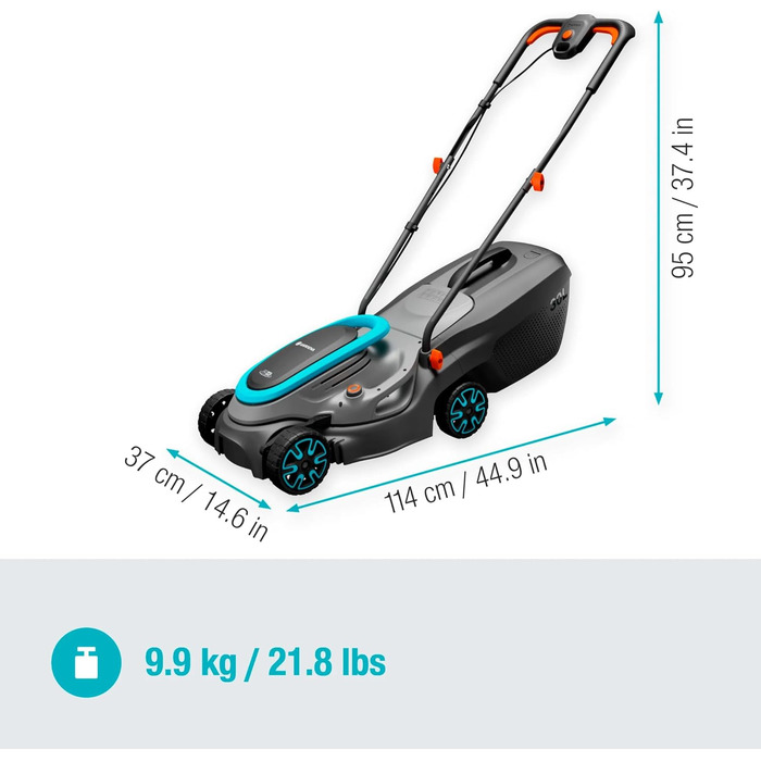 Акумуляторний газонокосарка Gardena PowerMax 37/36V P4A: готовий до використання набір, ширина зрізу 37 см, об'єм травоспіральника 45 л, регулювання висоти зрізу, двигун PowerPlus з Eco-режимом